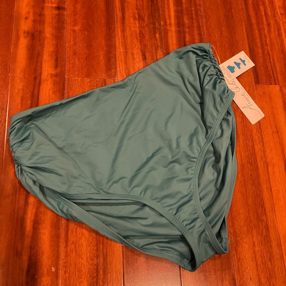 Anne Cole Bikini Bottom Swim Convertible High Waist Mid Ocean Green New Size XL